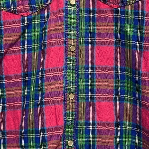 HOLLISTER long sleeve snap closure plaid shirt size M (fits small) - Picture 2 of 8